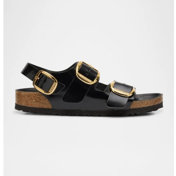Birkenstock Milano Big Buckle Sandals High Shine Black - Picture 4 of 10